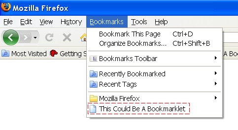 Picture of a bookmarklet in FireFox