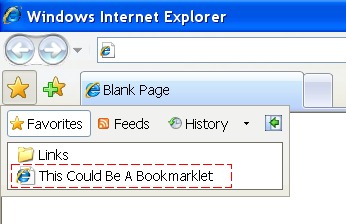 Picture of a bookmarklet in Internet Explorer